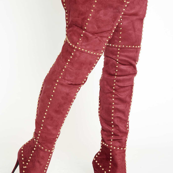 Jada Studded Thigh High Boots in 