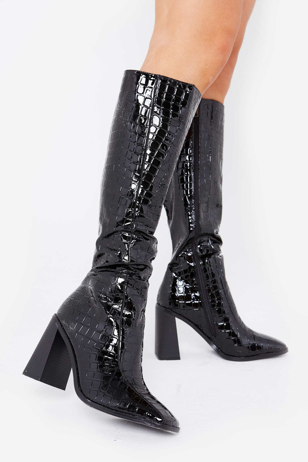 croc calf boots