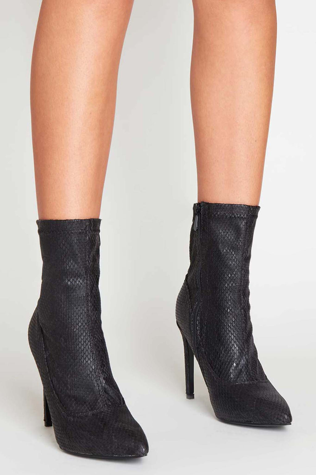 snakeskin heeled ankle boots