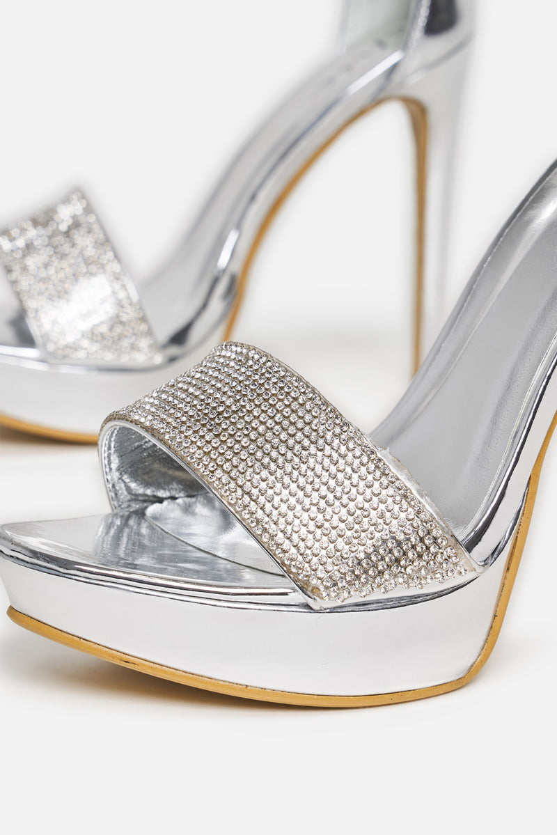 silver grey platform heels