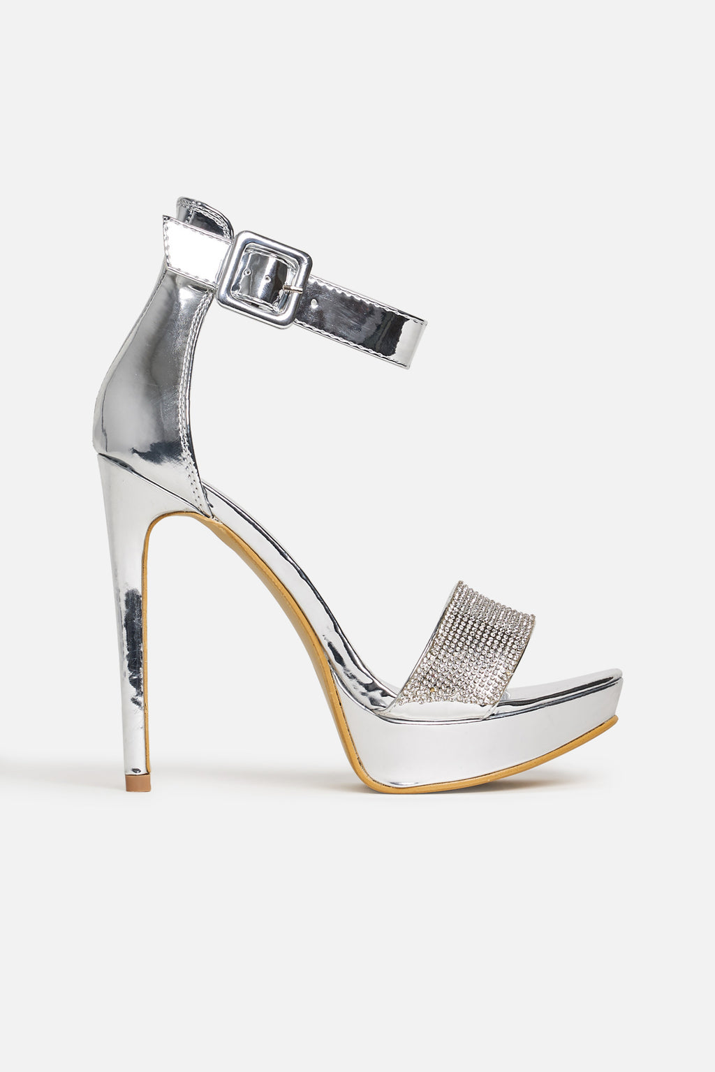 silver metallic platform heels