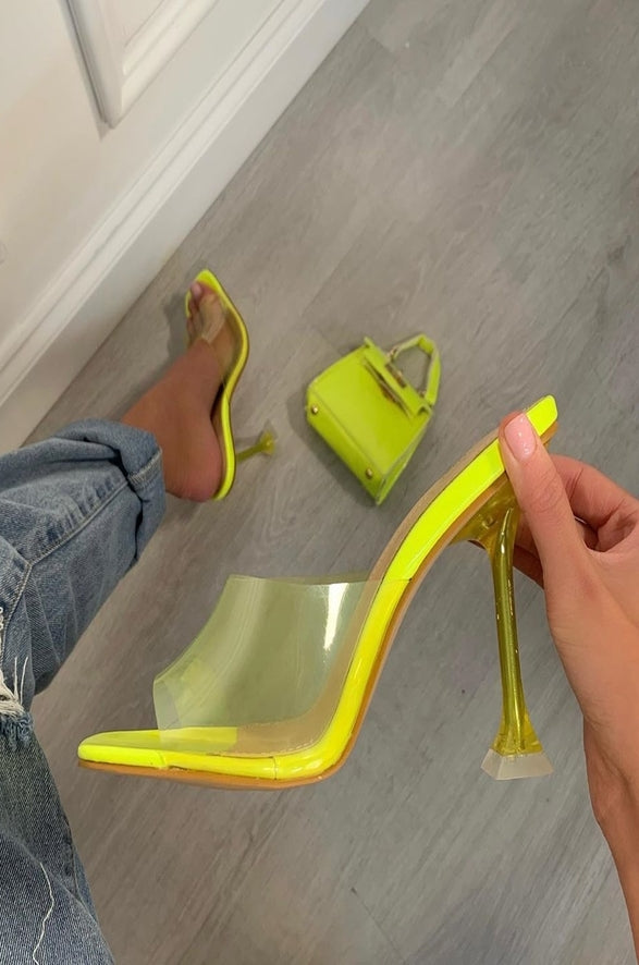 neon yellow perspex heels