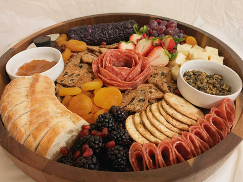 my charcuterie table! bought butcher paper and covered a table with it.  used markers to write down key components. majority from trader joes. :  r/CharcuterieBoard