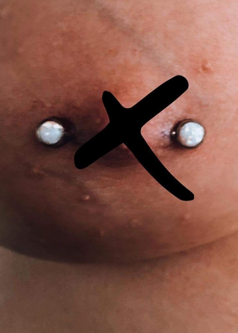 white opal nipple piercing