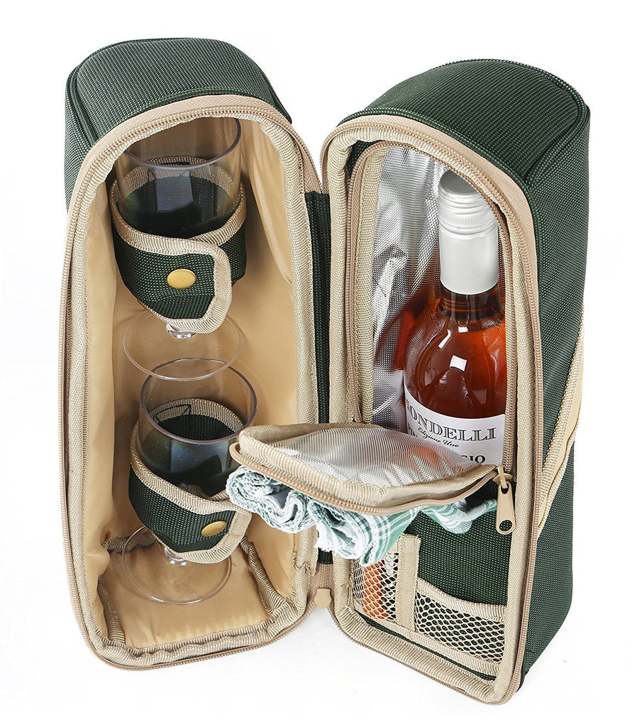 travel wine cooler and glasses