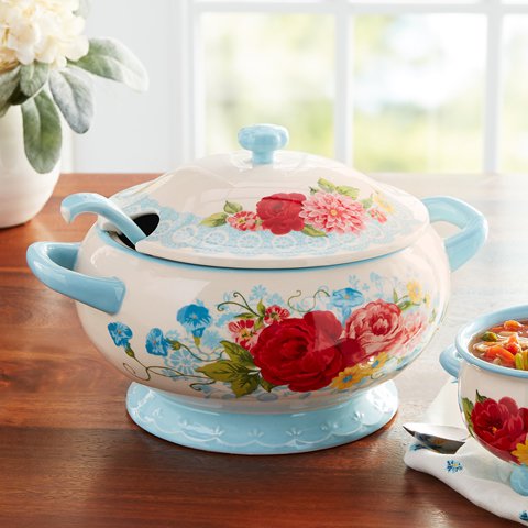 The Pioneer Woman Cheerful Rose Enamel on Steel 1.9 Quart Tea