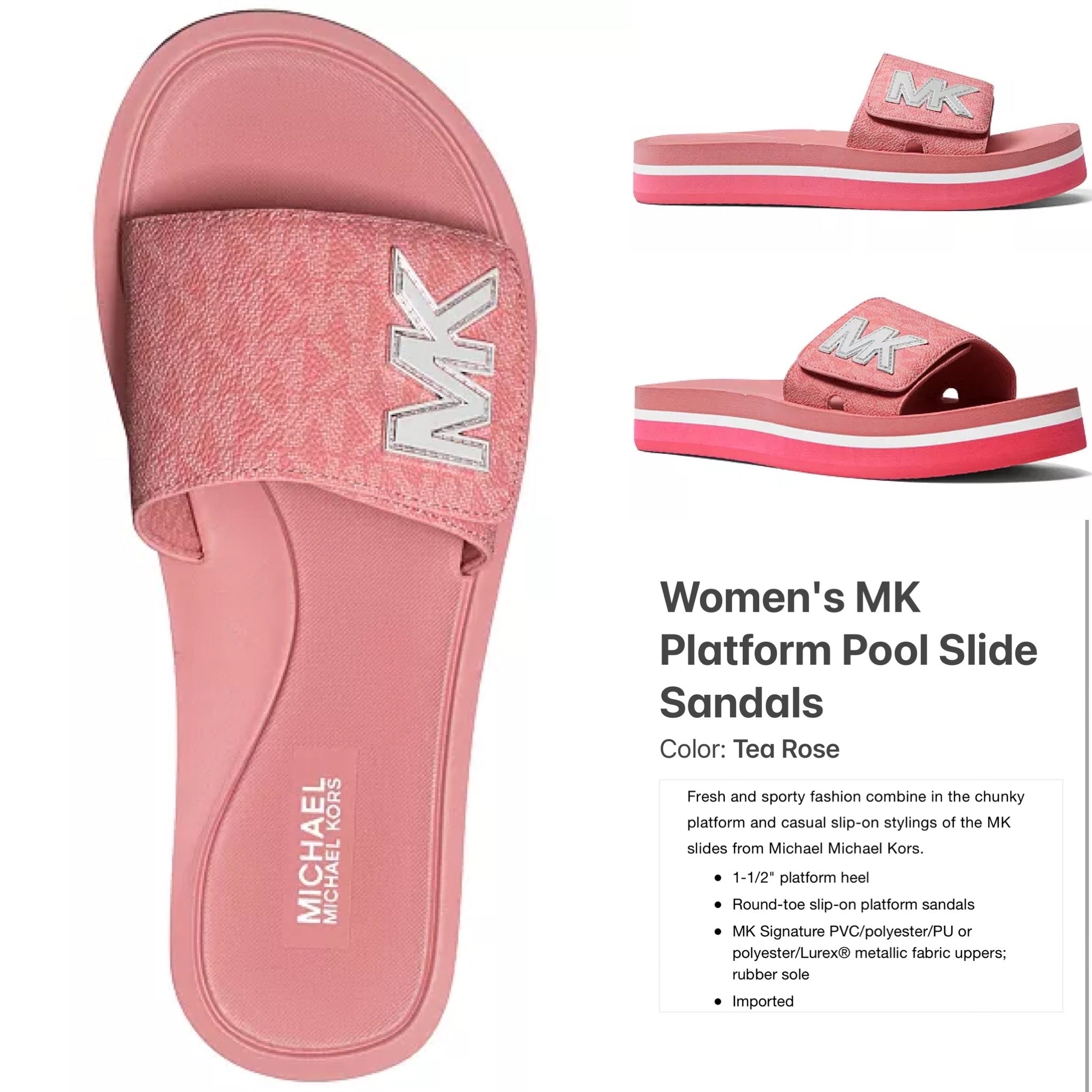 women's mk platform pool slide sandals