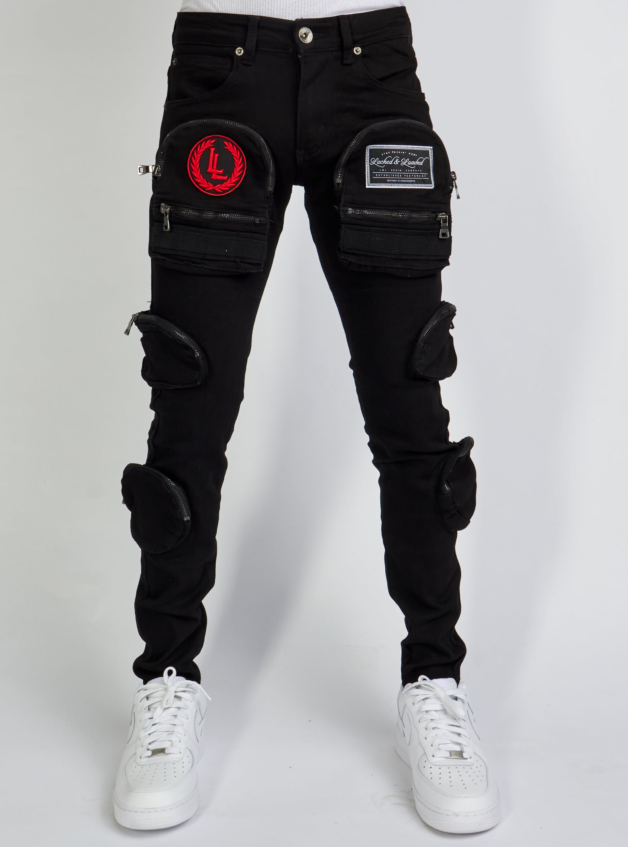 Jeans - Crest Cargo - Black and Red - LLCD092501 - Locked  Loaded Brand product image