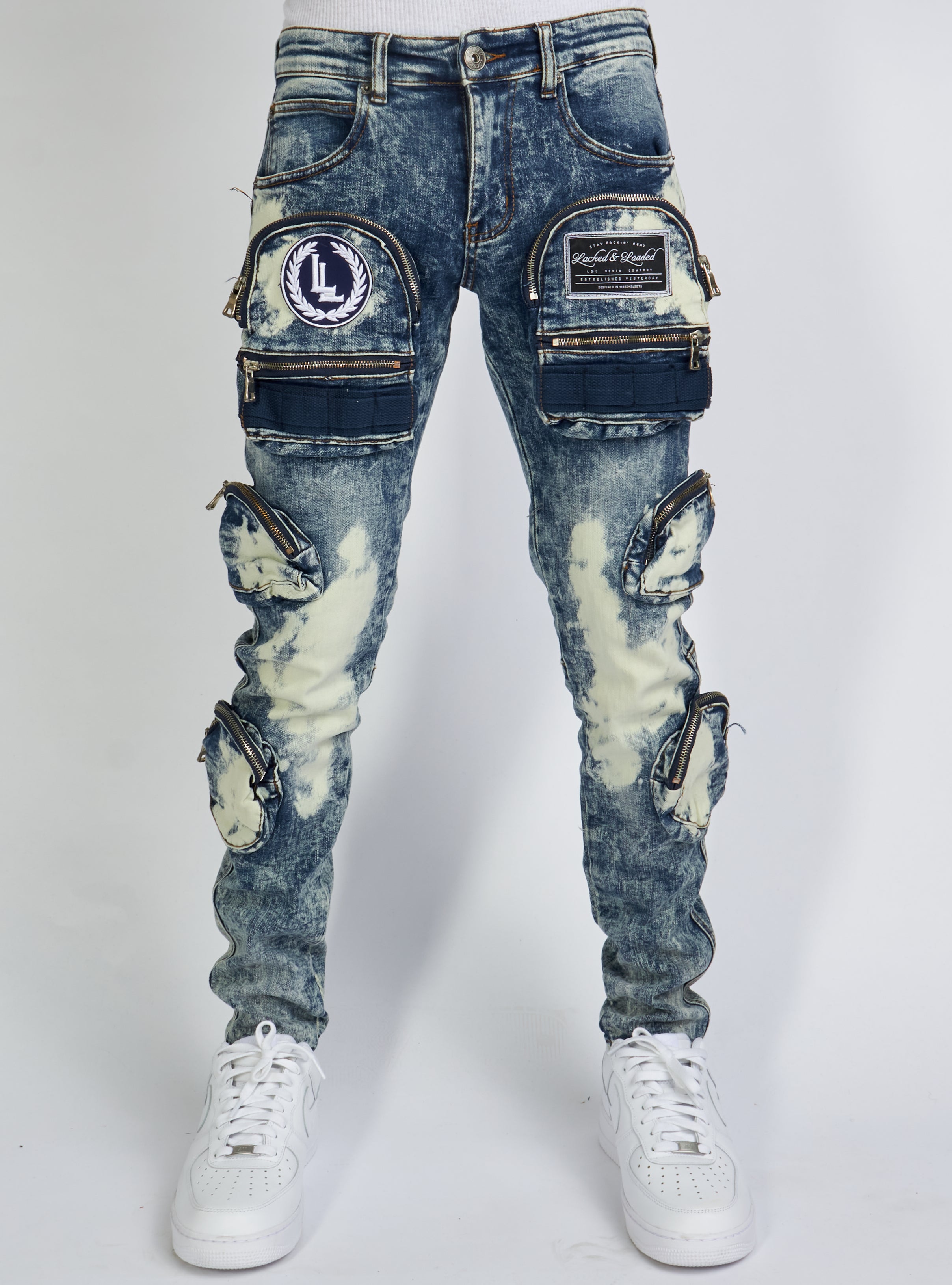 Jeans - Crest Cargo - Bleached Navy - LLCD2001 - Locked  Loaded Brand product image