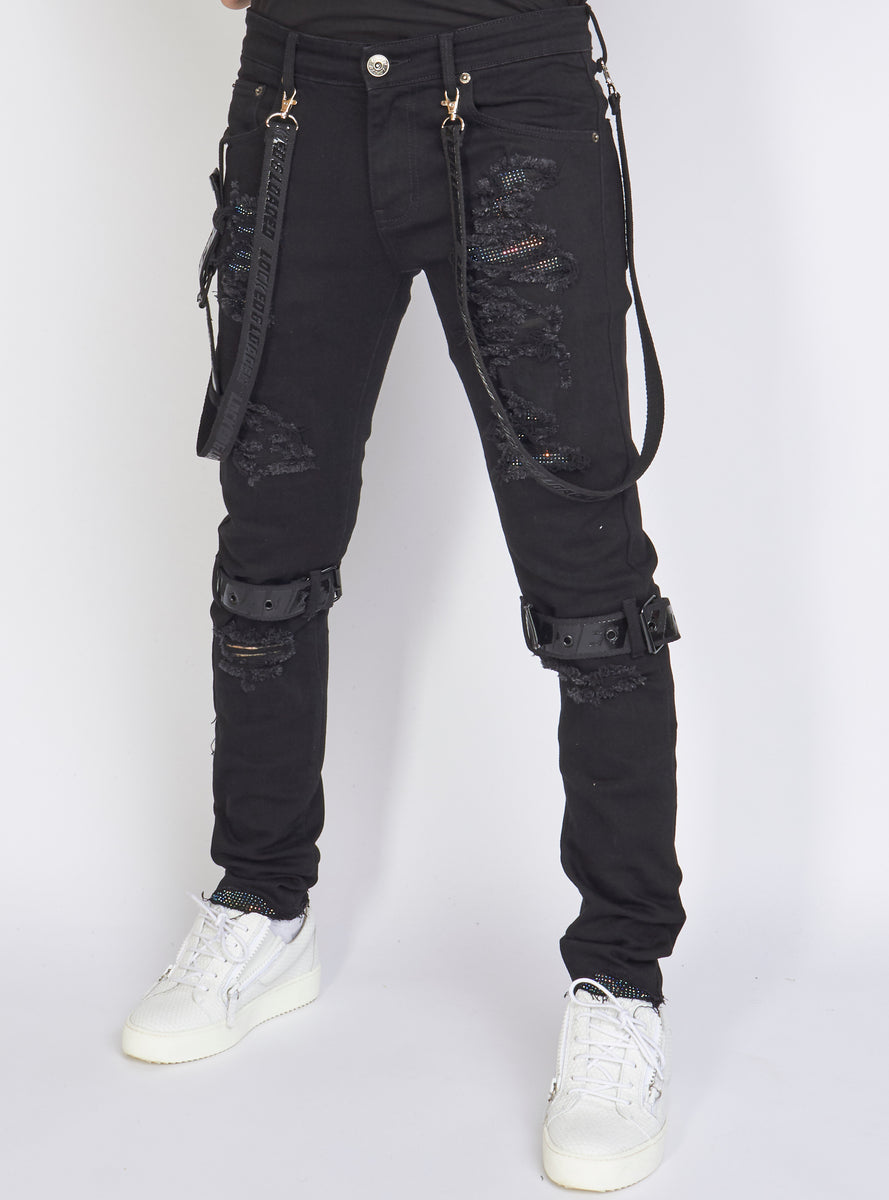 Locked & Loaded Jeans - Straps - Black On Black - LLCDP0925566 – Locked ...