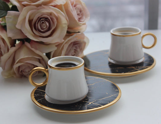 Light Brown Turkish Coffee Cups W/Water Glass Set – Modern Dar