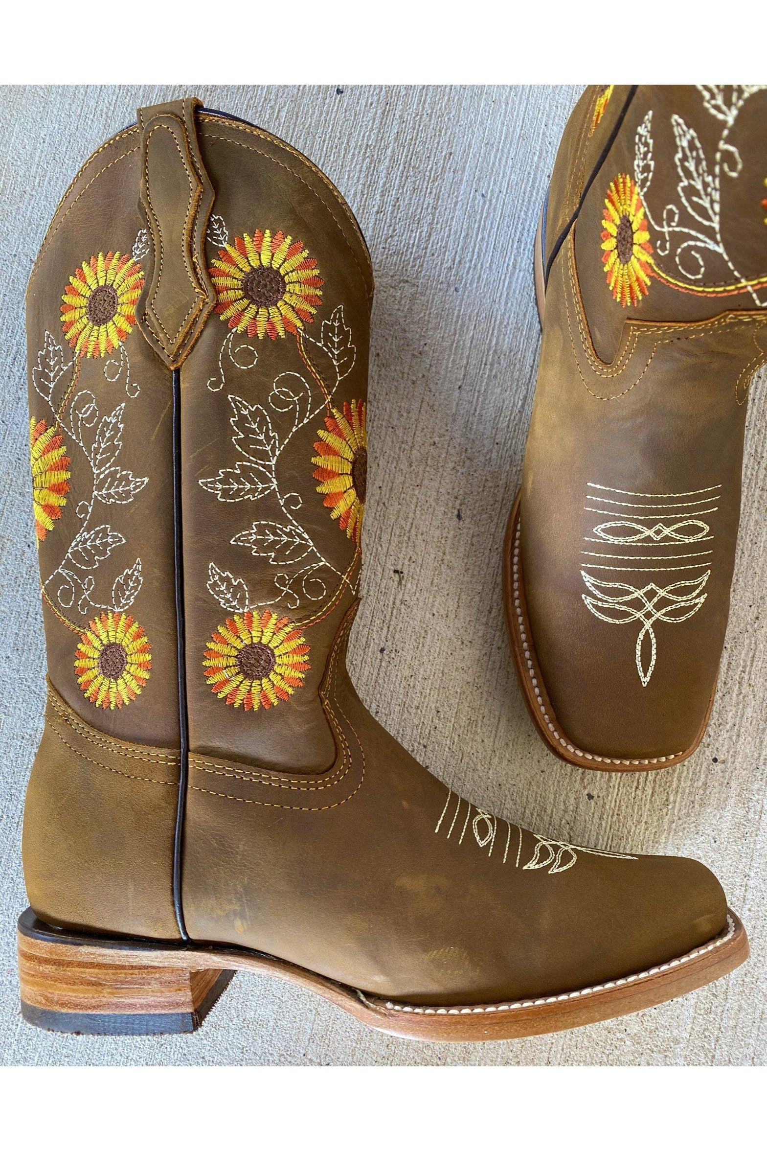 boots with sunflowers