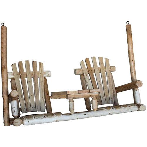 Lakeland Mills Cedar Log Tete-A-Tete Porch Swing