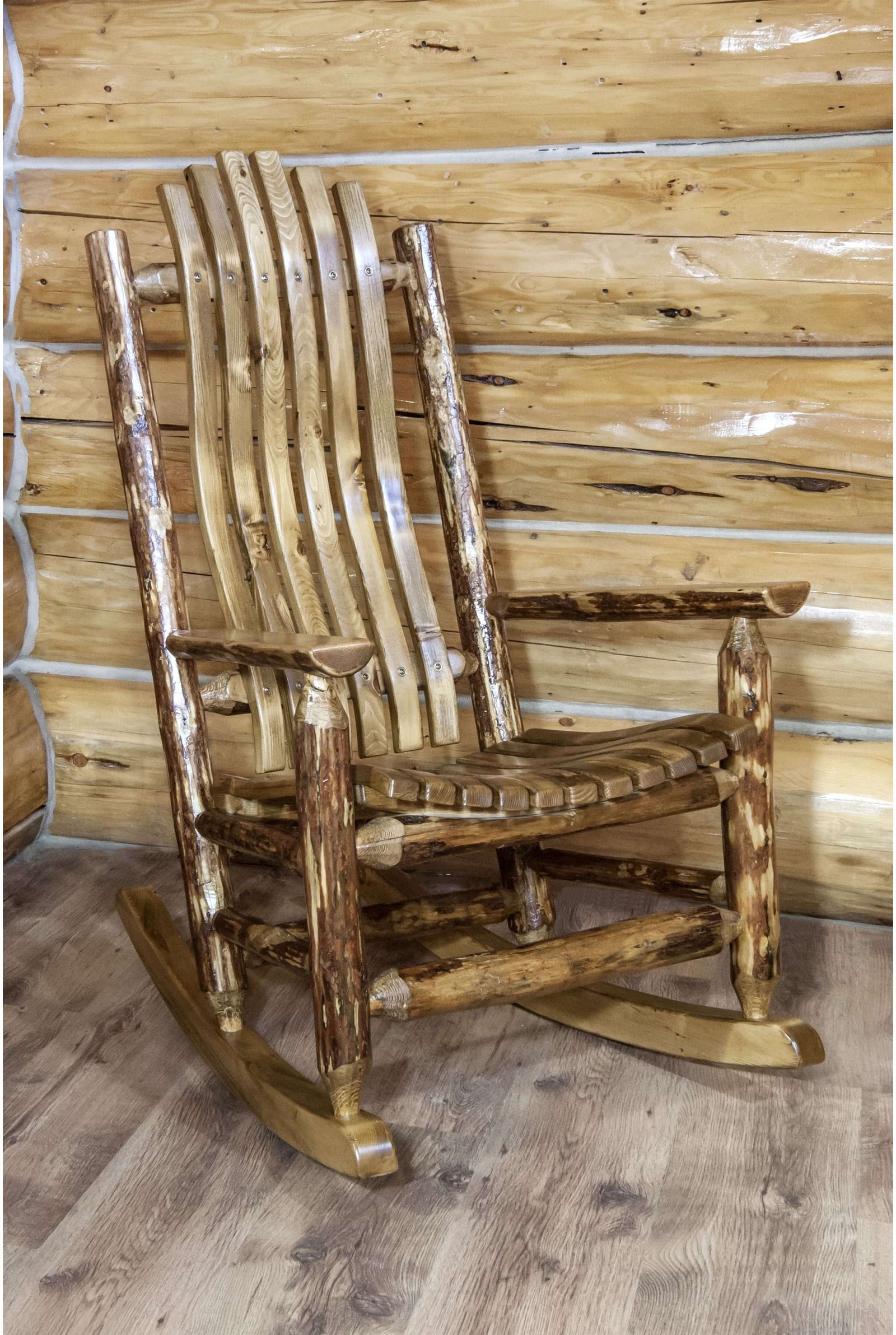 rustic log rocker