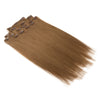 Rebecca Fashion Remy Clip In Human Hair Extensions Straight Clip on Human Hair Light Brown Color 7 Pcs