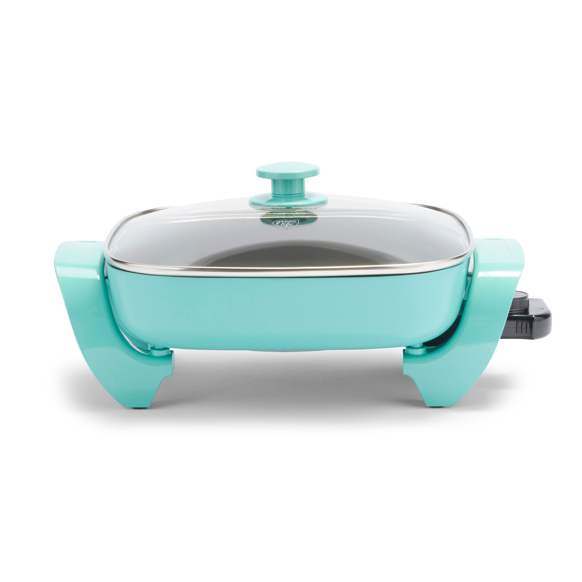 GreenLife Nonstick Square Electric Skillet with Glass Lid - Teal - 12 in