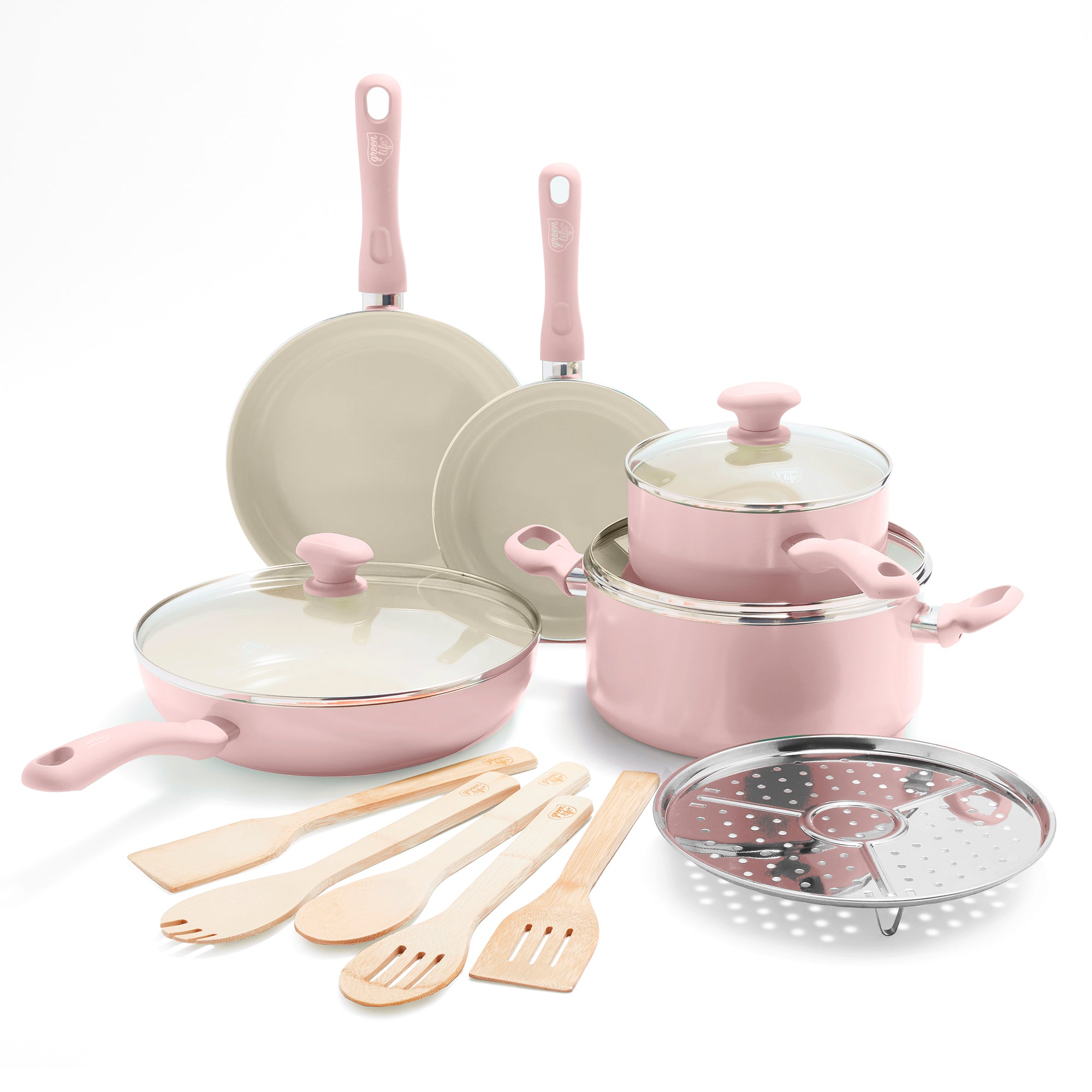 Pink Pots and Pans Set Nonstick Induction Kitchen Cookware Set