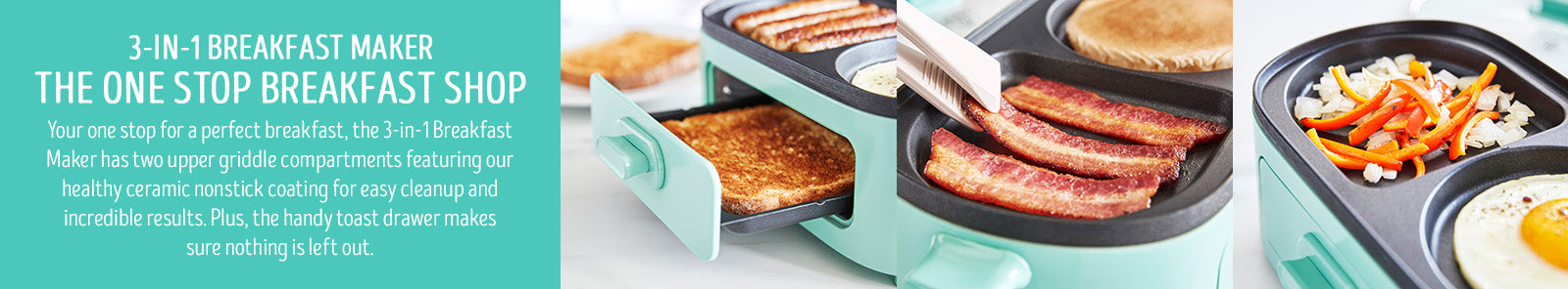 GreenLife 3-in-1 Breakfast Maker Station, Healthy Ceramic Nonstick Dual  Griddles for Eggs Meat Sausage Bacon Pancakes and Breakfast Sandwiches, 2
