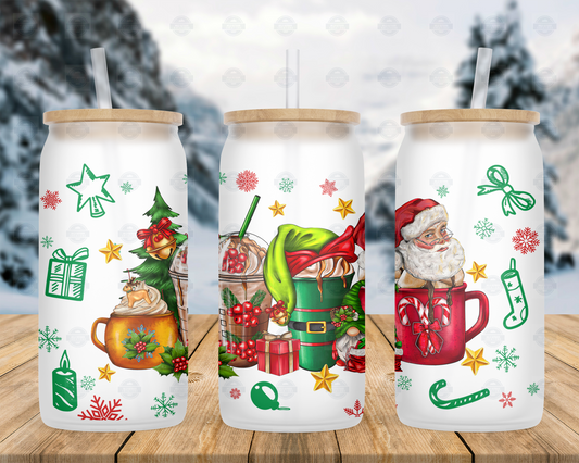 Christmas Gnome 16oz Frosted Glass Cup, Iced Coffee Cup, Winter Coffee –  Wild Outdoor Creations