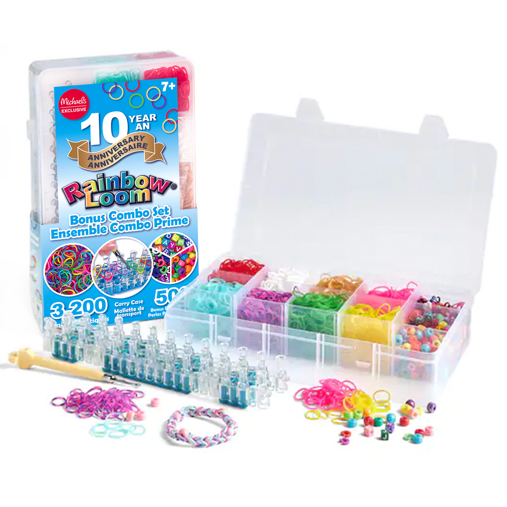 Rainbow Loom® Duo Combo with Jewel Rubber Bands Collection, Features 2  connectable to Make Longer and Wider Creations, an Organizer Case, Great