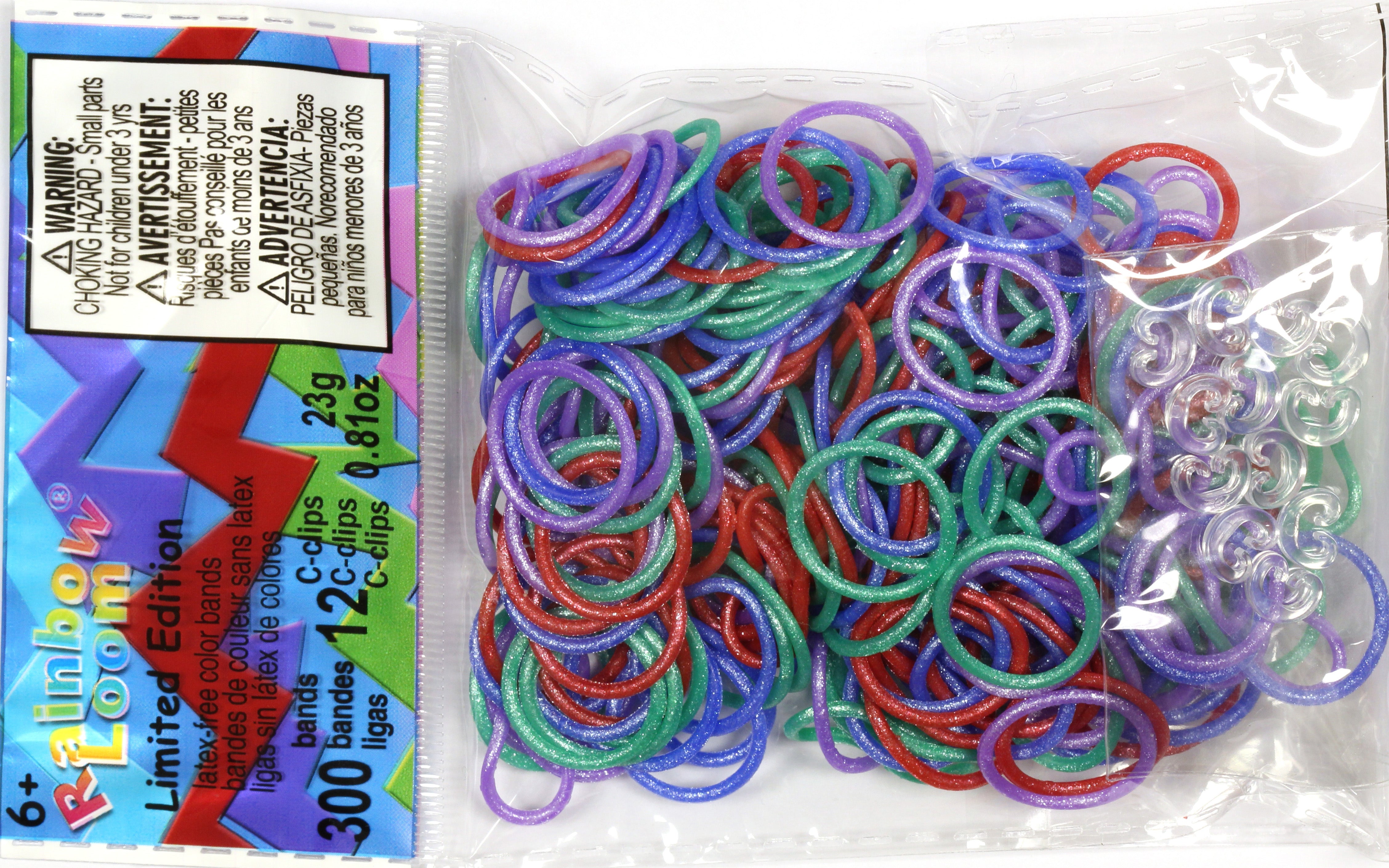 Official Rainbow Loom 600 Ct. Rubber Band Refill Pack *Jelly* ASSORTED TIE  DYE [Includes 24 C-Clips!] 