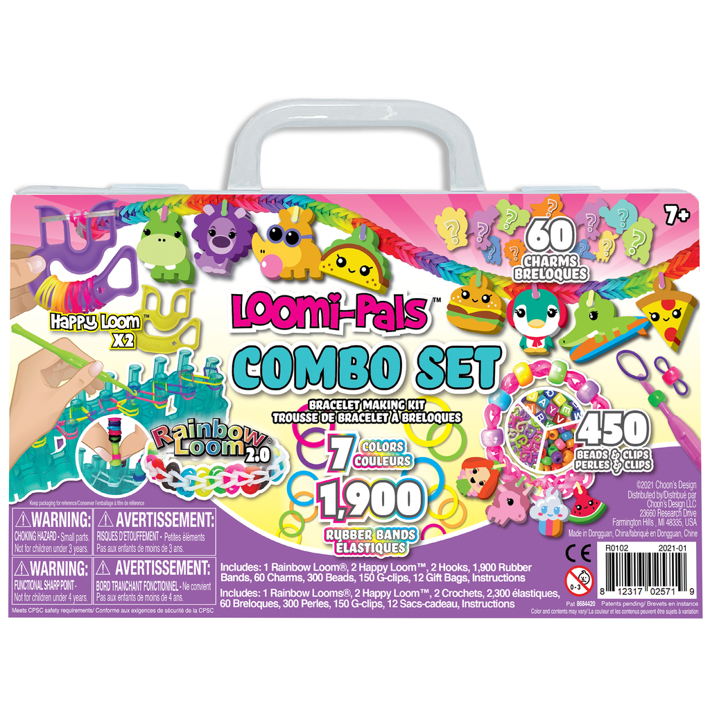 Rainbow Loom® Loomi-Pals™ Combo Set, Features 60 Cute Assorted LP Charms,  The New RL2.0, Happy Looms, Hooks, Alpha & Pony Beads, 2300 Colorful Bands