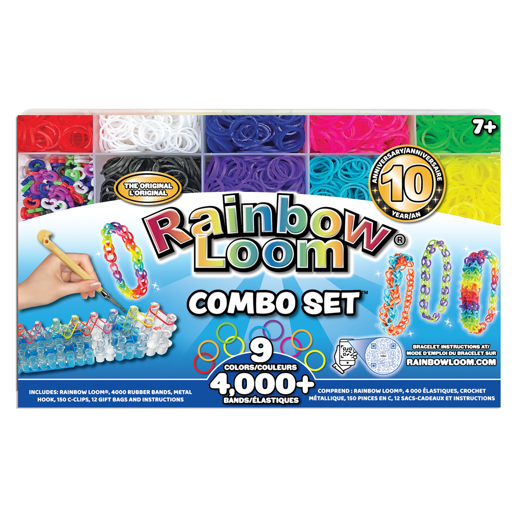 Rainbow Loom® MEGA Combo Set, Features 7000+ Colorful Rubber Bands, 2  step-by-step Bracelet Instructions, Organizer Case, Great Gift for Kids 7+  to