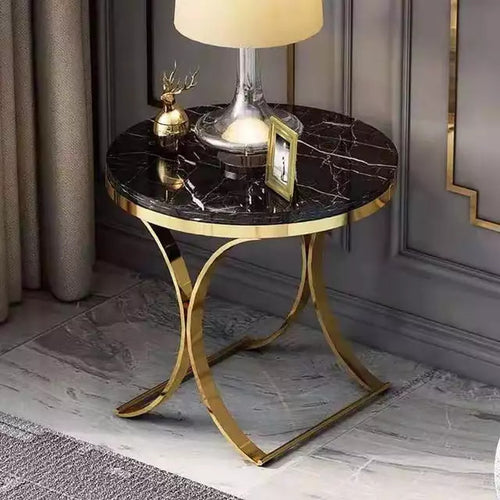 Luxury LV Style Marble Stainless Steel Gold Electroplating Dining Tabl