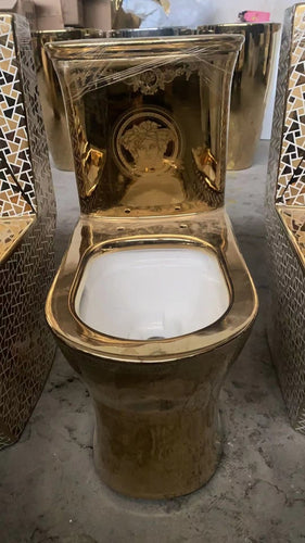 Gucci Bathroom Toilet White and Gold Motif Ceramic Electroplating – La  Moderno