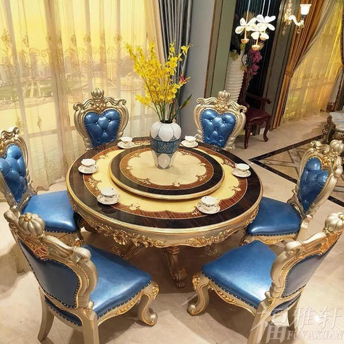 Luxury LV Style Marble Stainless Steel Gold Electroplating Dining Tabl