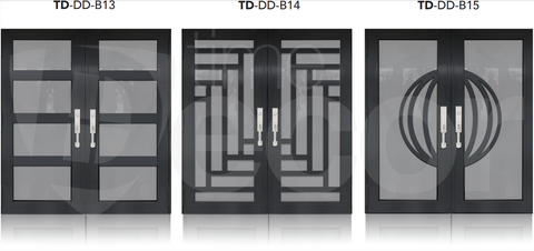 ECO Impact Aluminum French Double Entry Door With Decoration