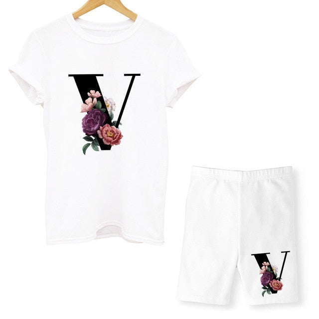 Two Piece Set Letter T Shirts And Shorts