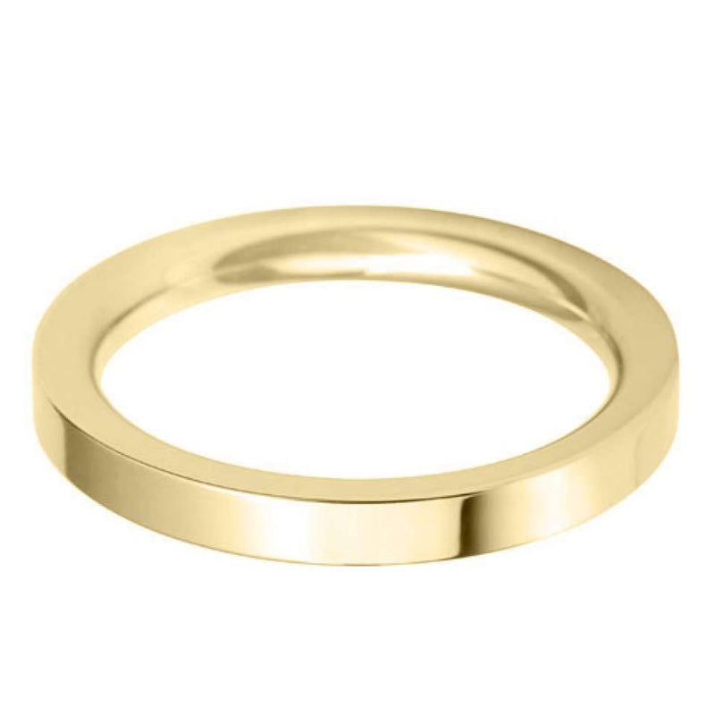 Flat Court Wedding Band Ring - 18ct Gold 2.5mm Width (Heavy)