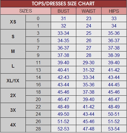 Tops Size Chart