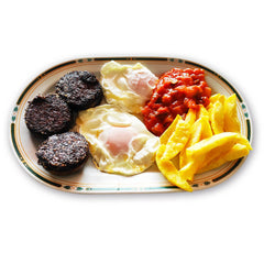 morcilla, huevos, patatas y pisto los tomillares