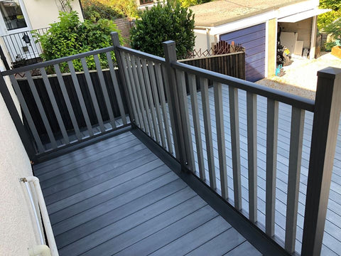 plastic balustrade, composite balustrade, decking balustrade, alternative to timber balustrade. decking fencing instead of plastic, trade balustrade, cheap balustrade.