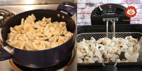 Deep frying pork rinds