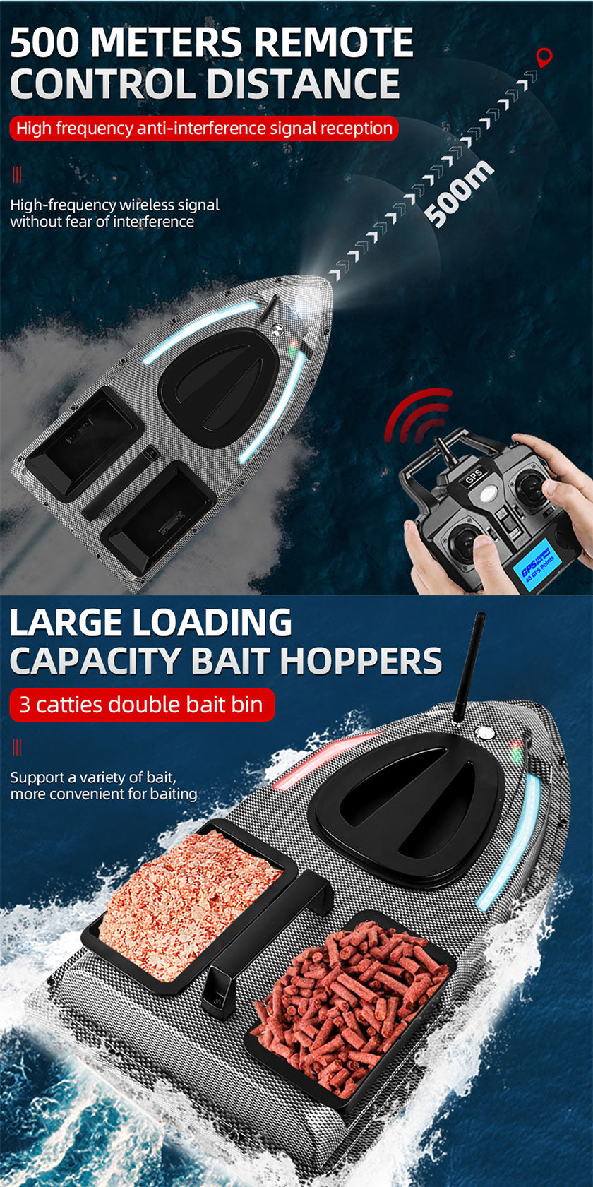 One Key, Fixed Speed- Cruise Wireless Remote Control, Fishing Boat, Night  Light