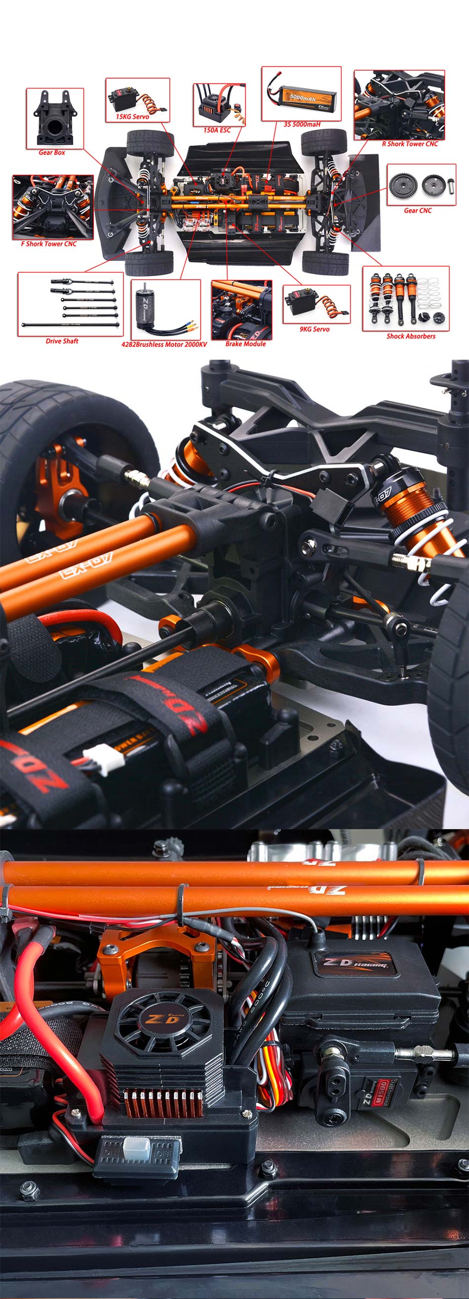 ZD Racing EX-07 1/7 4WD 130km/h Electric Simulation Supercar Drift Car–  EngineDIY