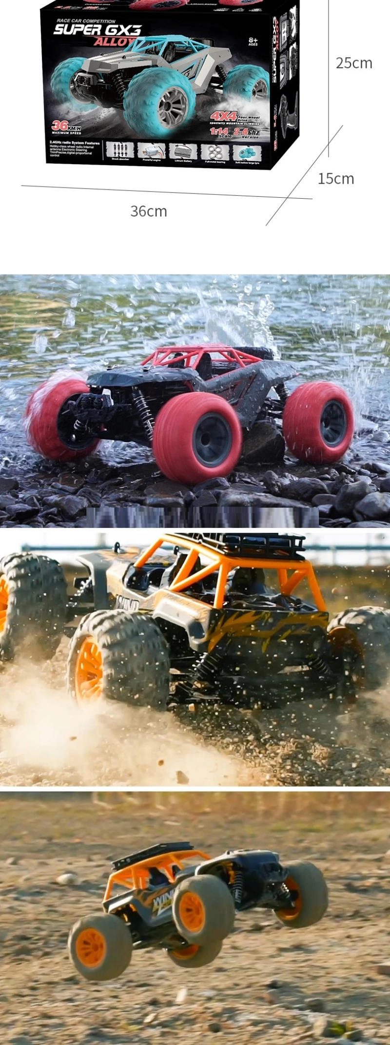 RC Car 4WD high speed off road car Bigfoot climbing RC car toy