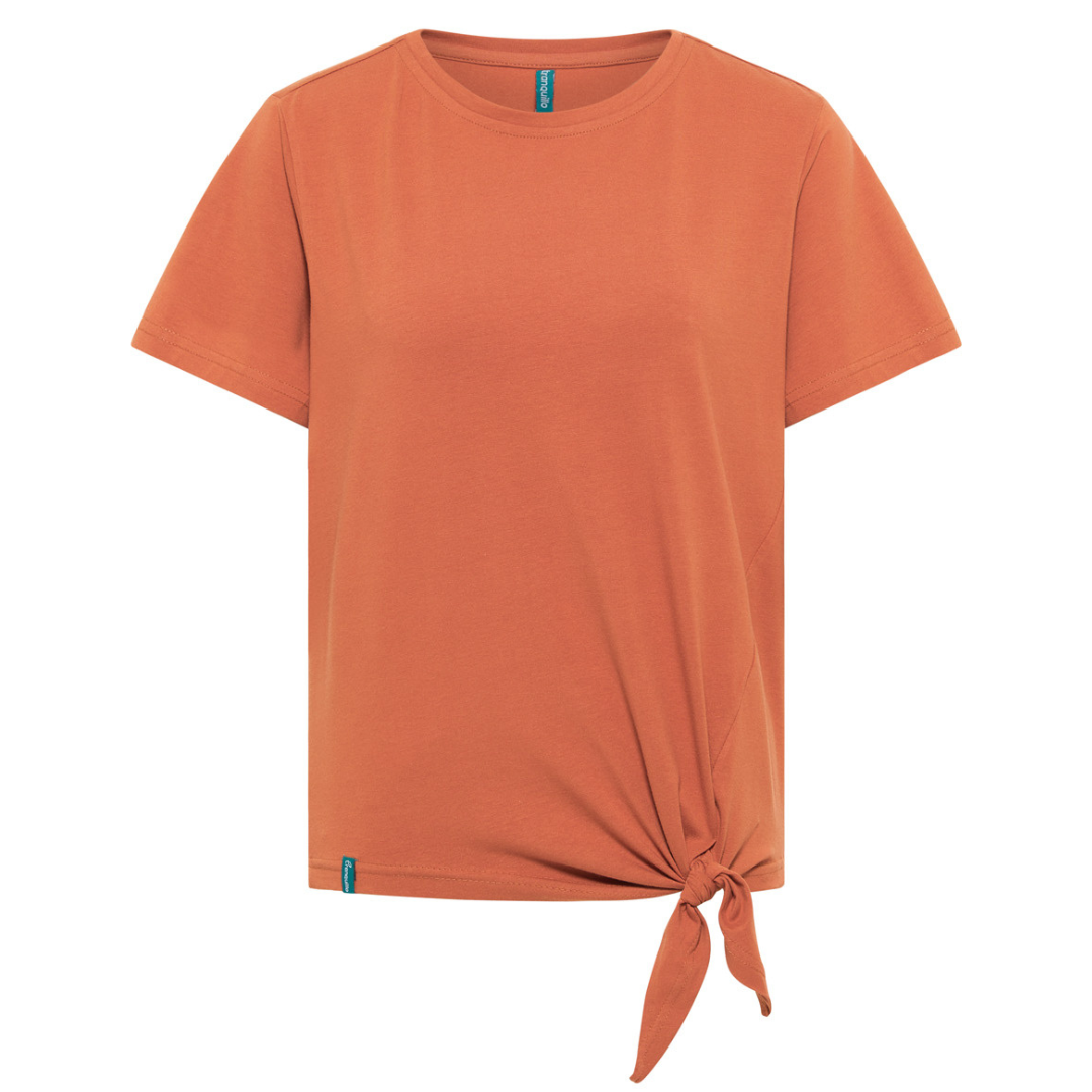 Bio katoenen shirt met knoop terra rood Tranquillo