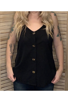 Black Buttoned Up Tank Top