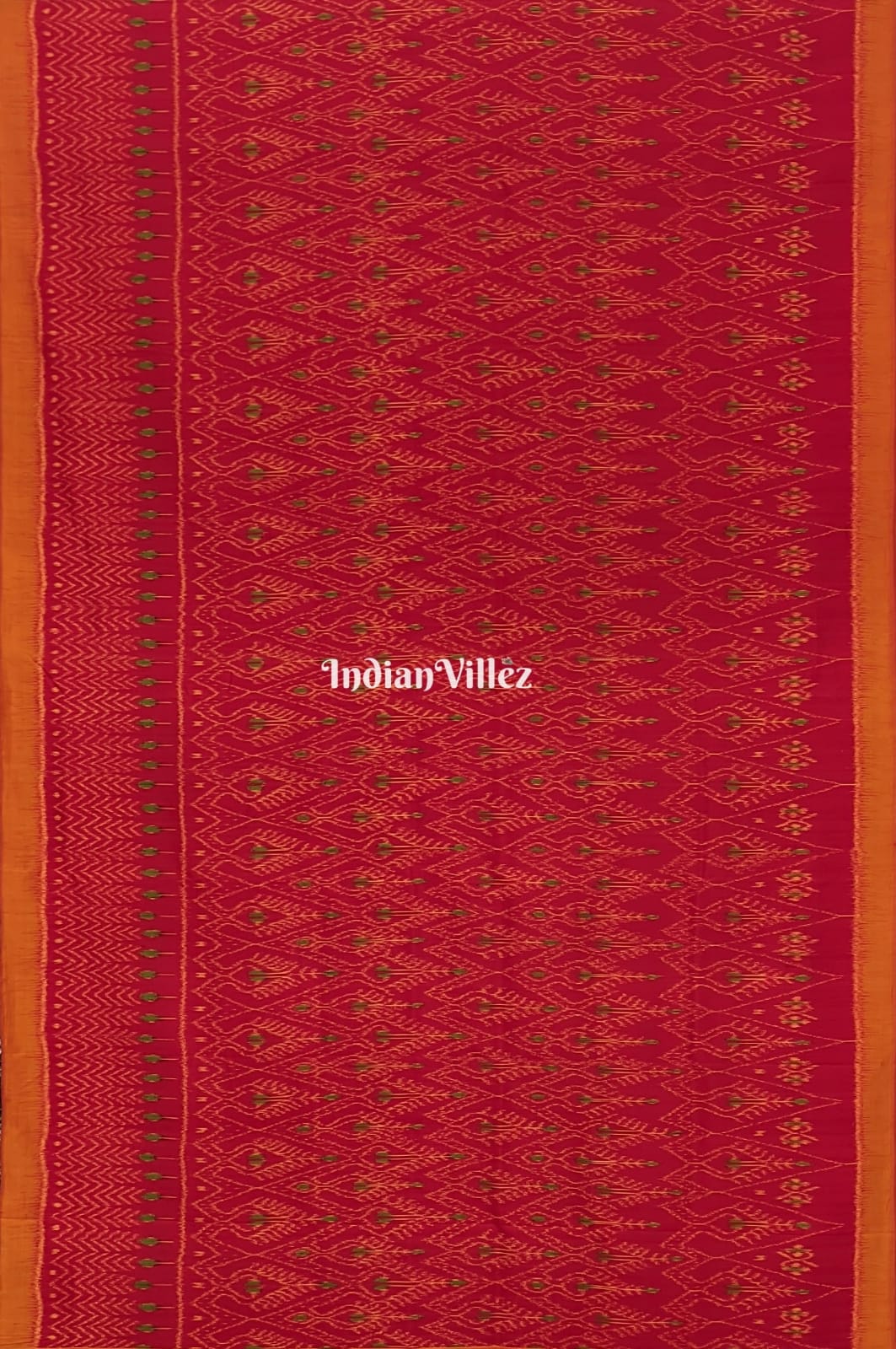 Red Cambodian ikat inspired Contemporary Silk Saree – IndianVillèz