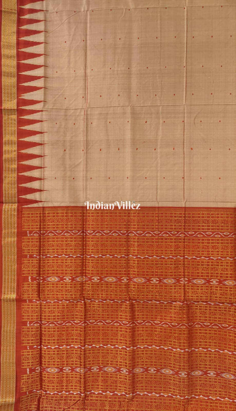 Light orange sky blue handloom bomkai silk saree – GoCoop