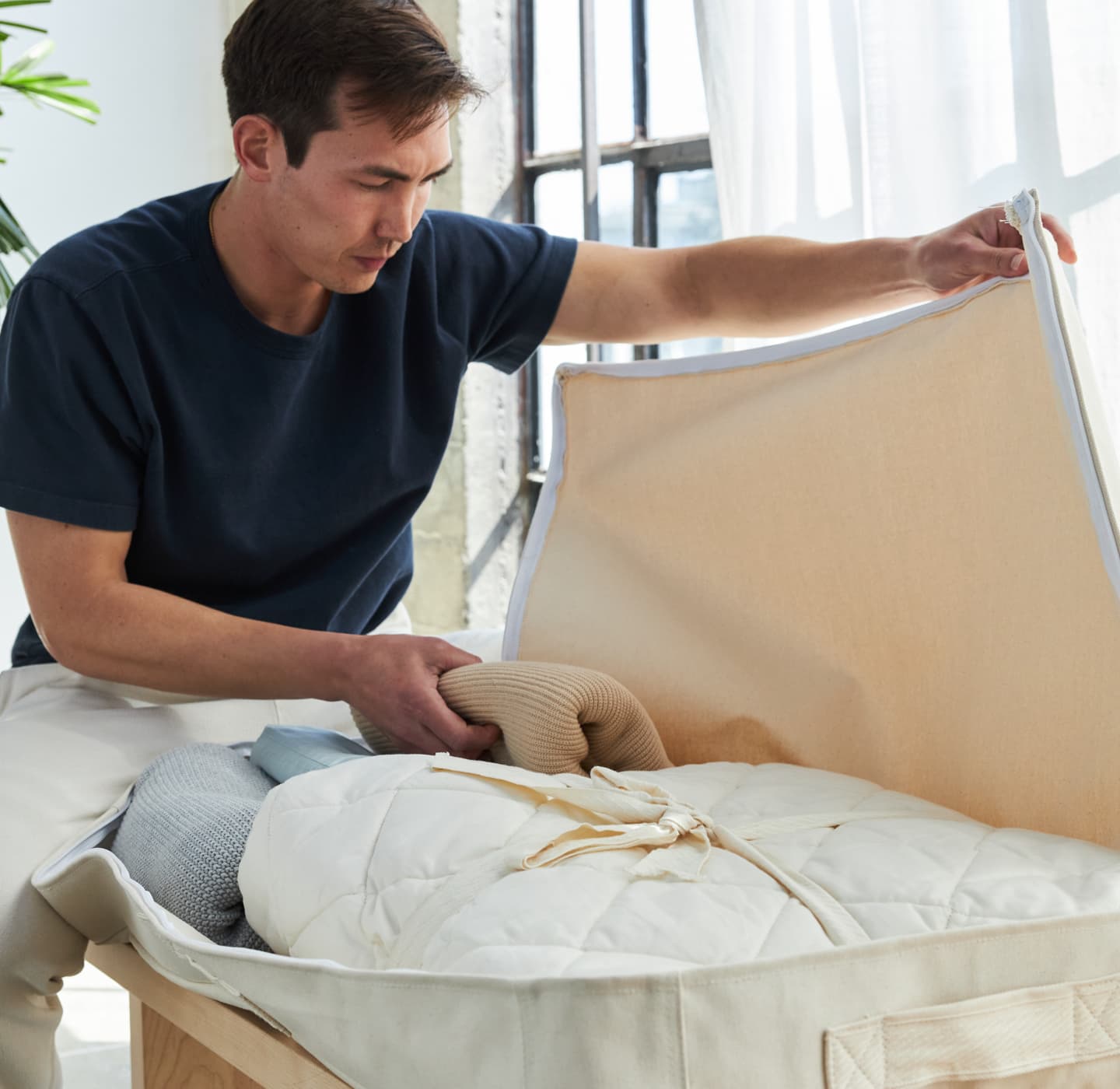 Natural Canvas Storage Bag - 6 inch Under Bed Storage