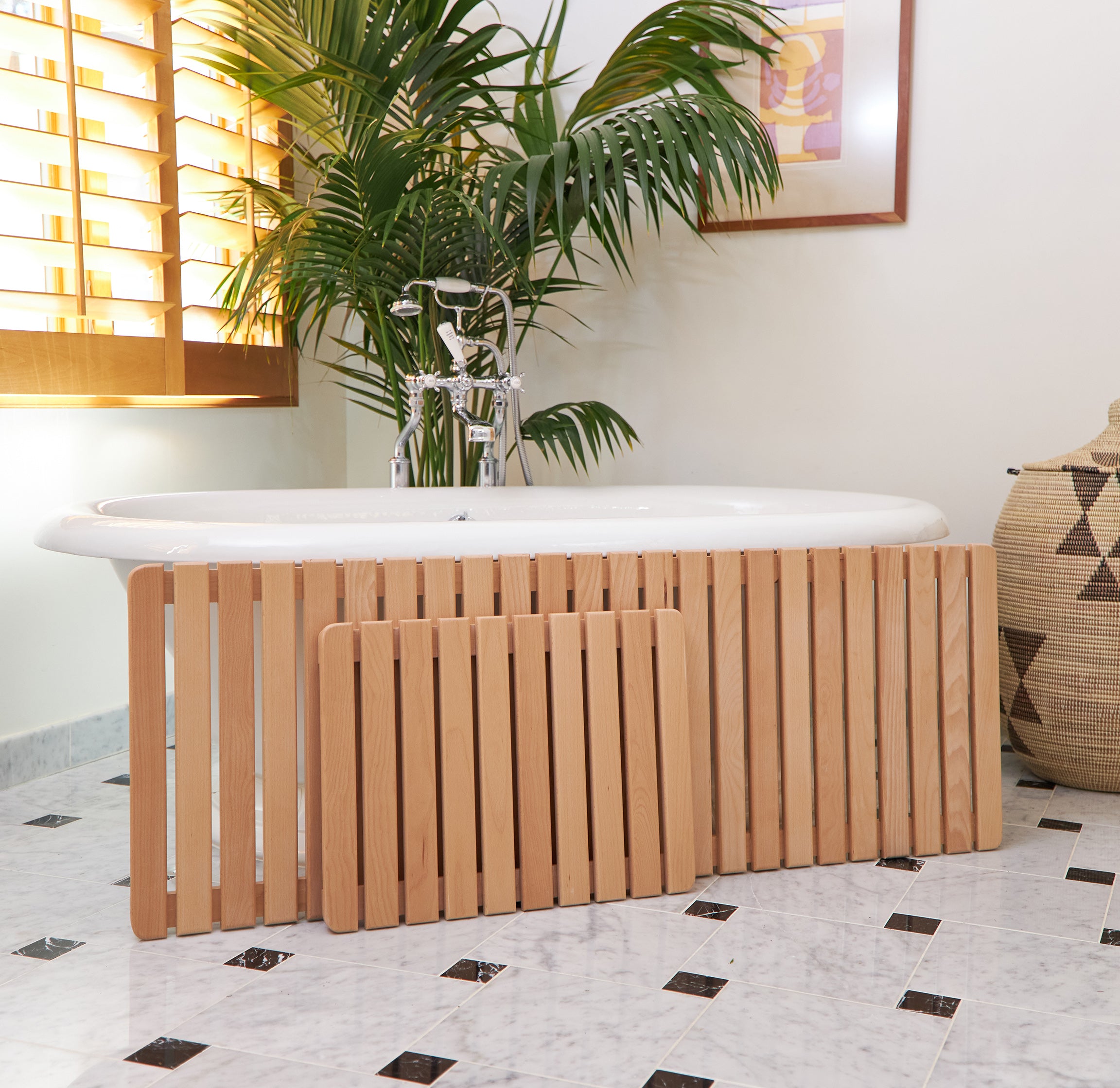 Wooden Bath Mat & Wooden Bath Runner