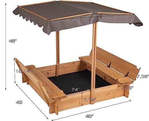 Sandbox with Cover and Built-in Shade