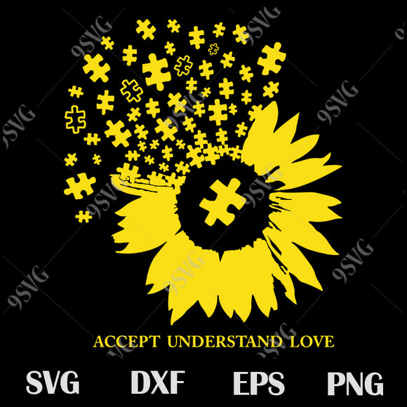 Download Accept Understand Love Svg Sunflower Svg Autism S Day Svg Png Dxf 9svg