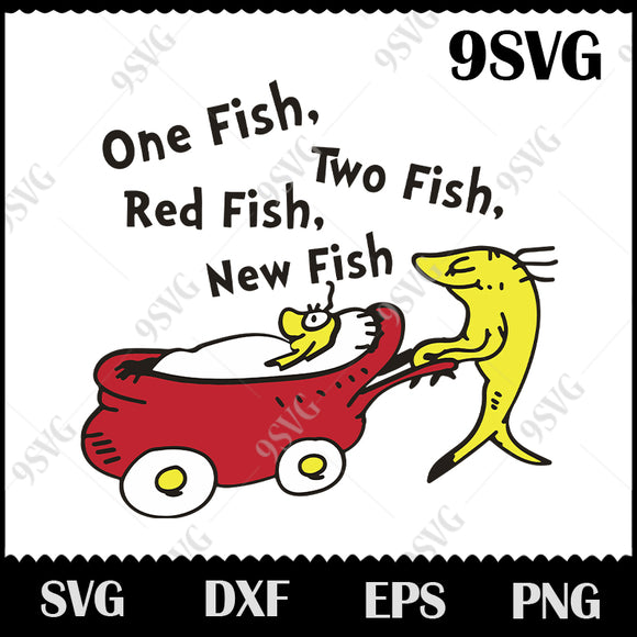 Download One Fish Two Fish Red Fish New Fish Svg Yellow Baby Fish And Mom Svg 9svg
