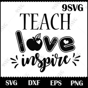 Teach Love Inspire Svg Back To School Svg Teacher Svg Apple Logo Sv 99svg